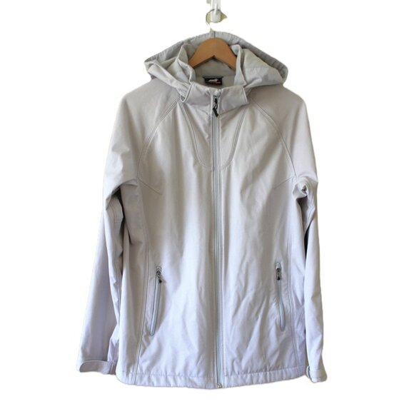 AVIA Spring/Fall Fleece-Lined Hooded Jacket in Light Grey (XL) - Picture 1 of 9